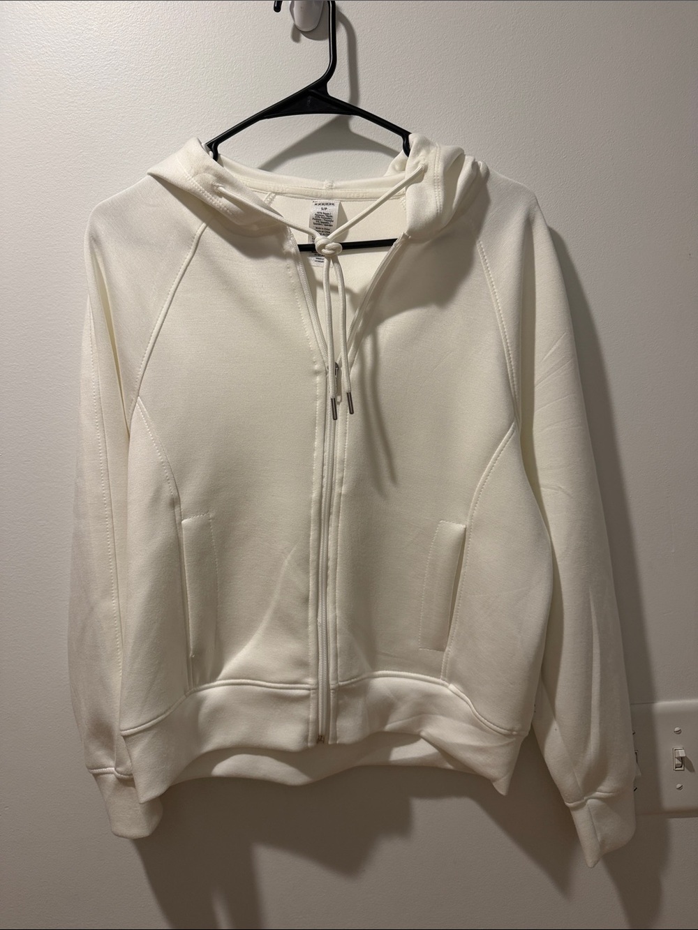 Women's Cream Zip-Up Hooded Sweatshirt